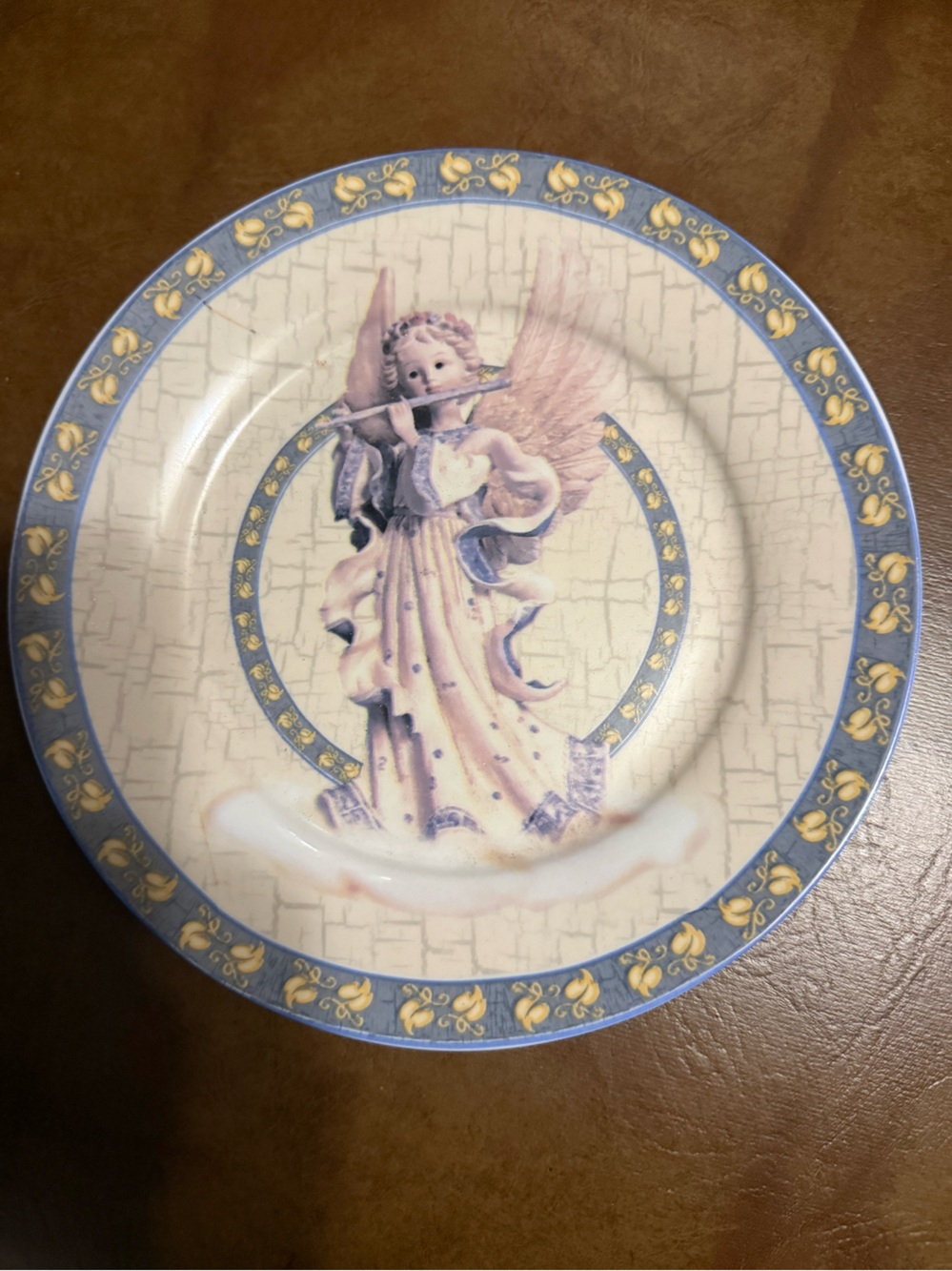 Decorative Blue and Gold Angel Plate - Home Art